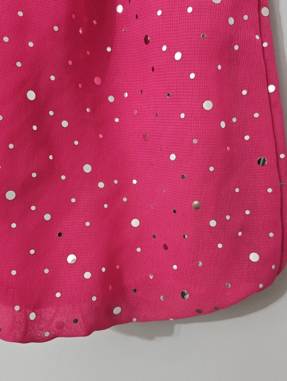 Polka Dot Dress Baby Girl 6-9M Puff Sleeve Bow‎ Party Bubble Hem Pink Metallic